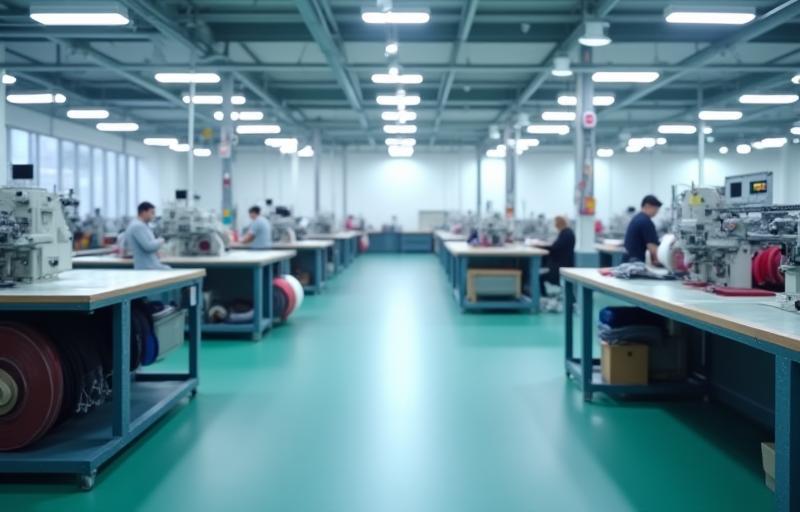 Interior de la fábrica de Deportes Catalunya mostrando el proceso de producción
